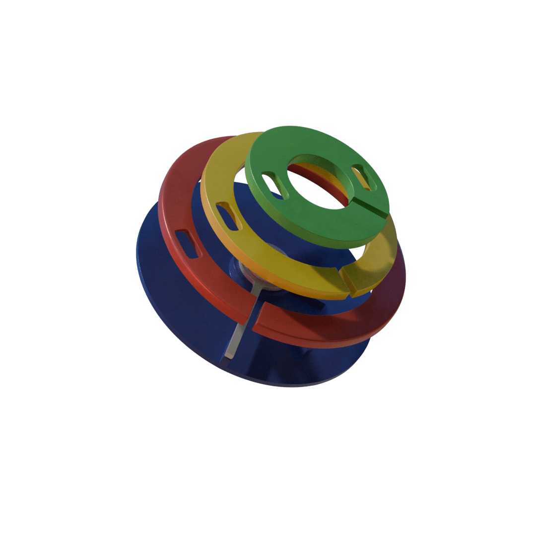 Selecting color-coded weight rings on the modular plate